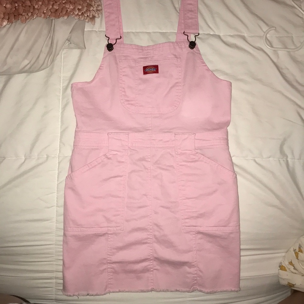 Pink dickies overall dress